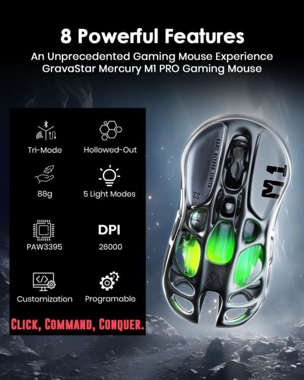 GravaStar Mercury M1 Pro Wireless Gaming Mouse, Lightwe... - Image 3