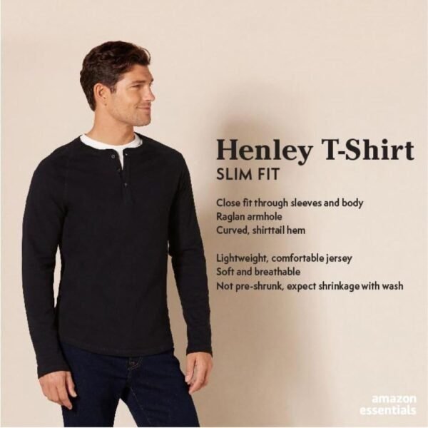 Amazon Essentials Men's Slim-Fit Long-Sleeve Henley Shi... - Image 3