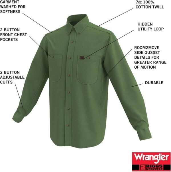 Wrangler Men's Riggs Workwear Logger Twill Long Sleeve ... - Image 6