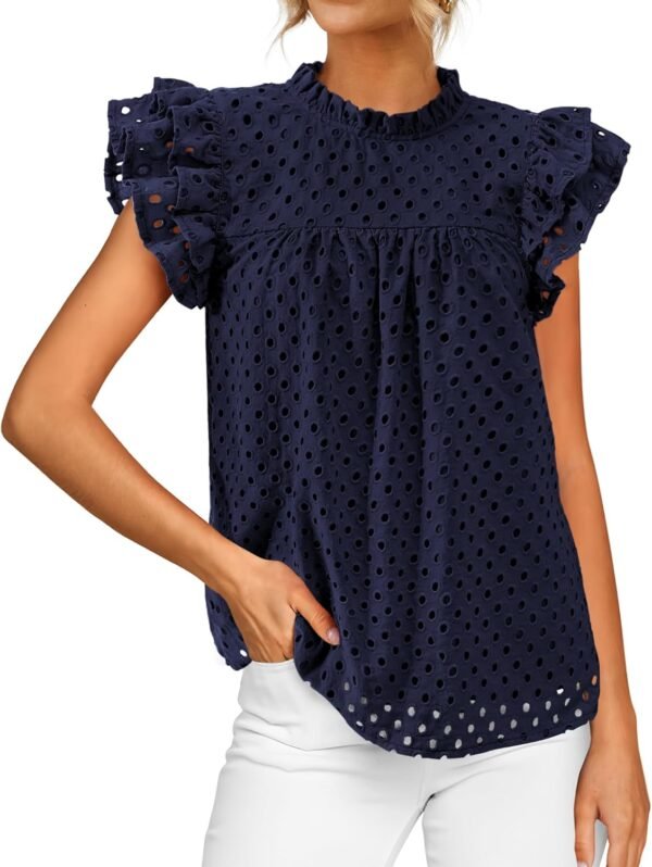 BTFBM Casual Summer Tops for Women 2025 Short Ruffle Sl... - Image 2