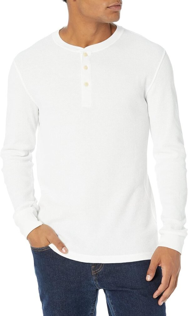 Amazon Essentials Long Sleeve Waffle Henley Shirts for ... - Image 2