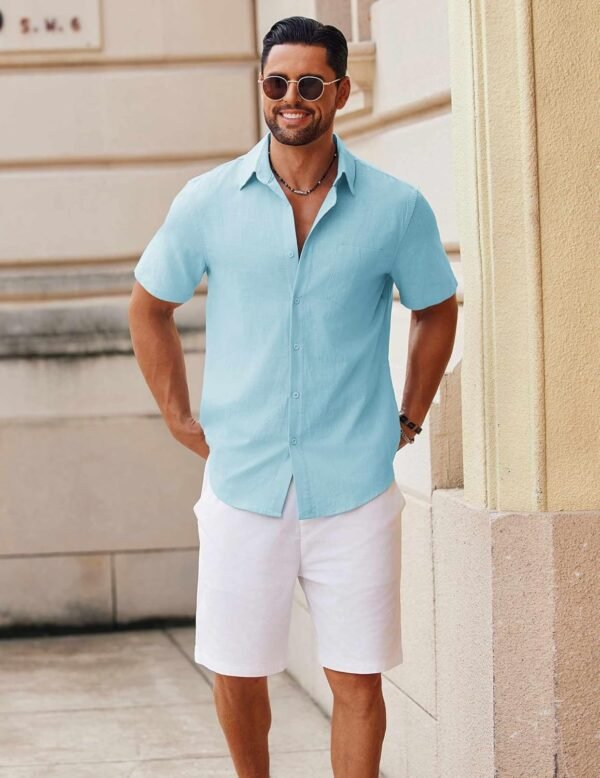 COOFANDY Men's Button Down Short Sleeve Shirt Casual Co... - Image 3