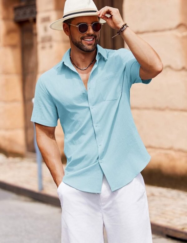 COOFANDY Men's Button Down Short Sleeve Shirt Casual Co... - Image 4
