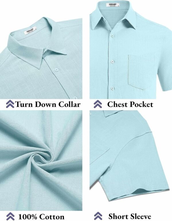 COOFANDY Men's Button Down Short Sleeve Shirt Casual Co... - Image 6