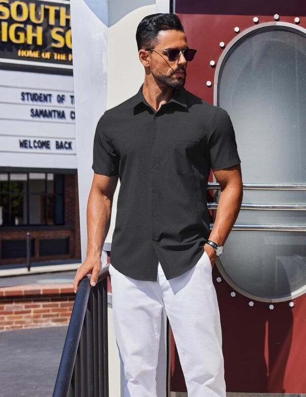 COOFANDY Mens Wrinkle Free Shirts 2025 Short Sleeve Cas... - Image 5