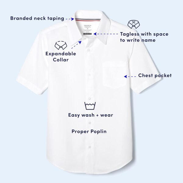 French Toast Boys' Short Sleeve Classic Poplin Dress Sh... - Image 4