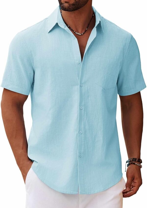 COOFANDY Men's Button Down Short Sleeve Shirt Casual Co... - Image 2