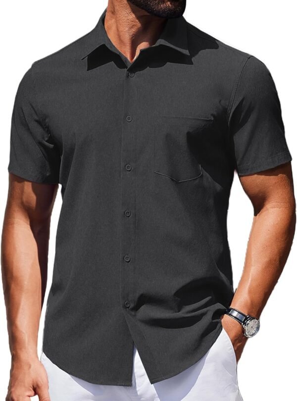 COOFANDY Mens Wrinkle Free Shirts 2025 Short Sleeve Cas... - Image 2