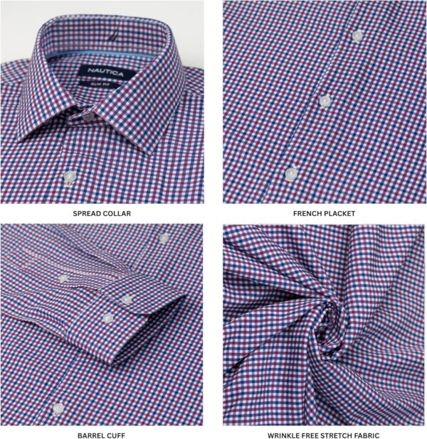 NAUTICA Slim Fit Mens Dress Shirts Long Sleeve Button D... - Image 7
