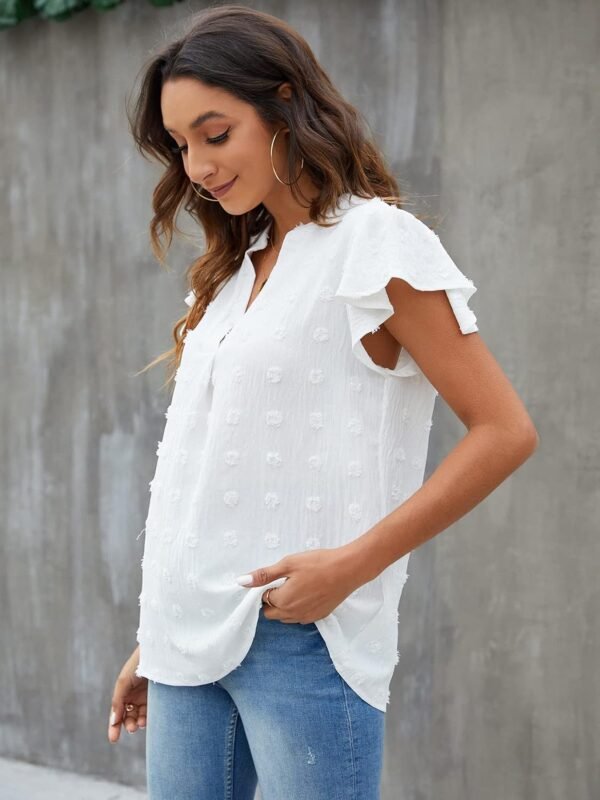 Blooming Jelly Womens White Blouse V Neck Ruffle Sleeve... - Image 3