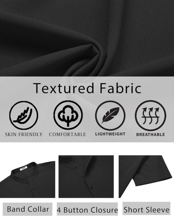 COOFANDY Men's Henley Shirt Short Sleeve Casual T-Shirt... - Image 6