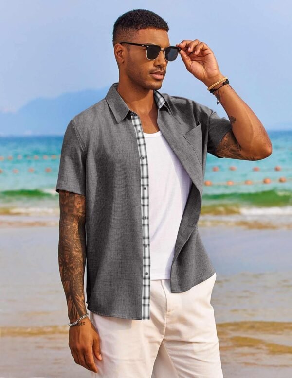 COOFANDY Men's Button Down Shirts Short Sleeve Casual S... - Image 4