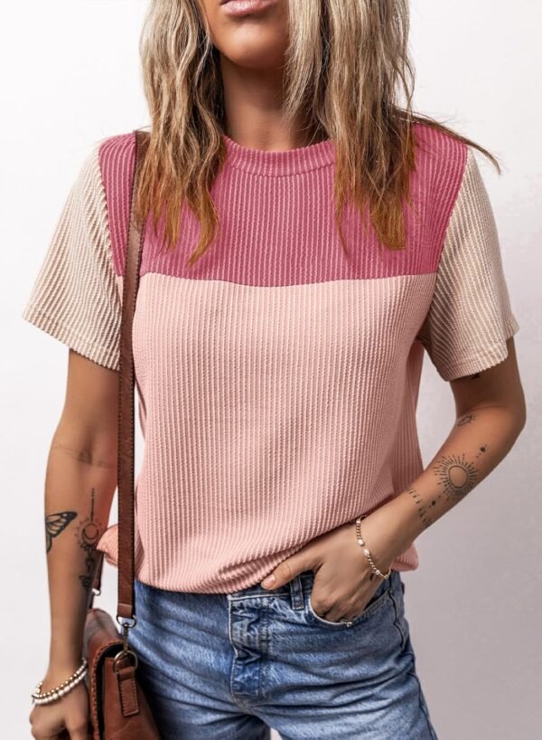 Dokotoo Womens Color Block Fashion Short Sleeve Crewnec... - Image 4