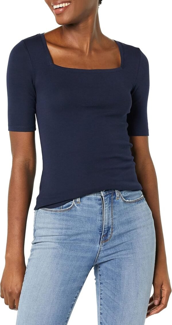 Amazon Essentials Women's Slim-Fit Half Sleeve Square N... - Image 2