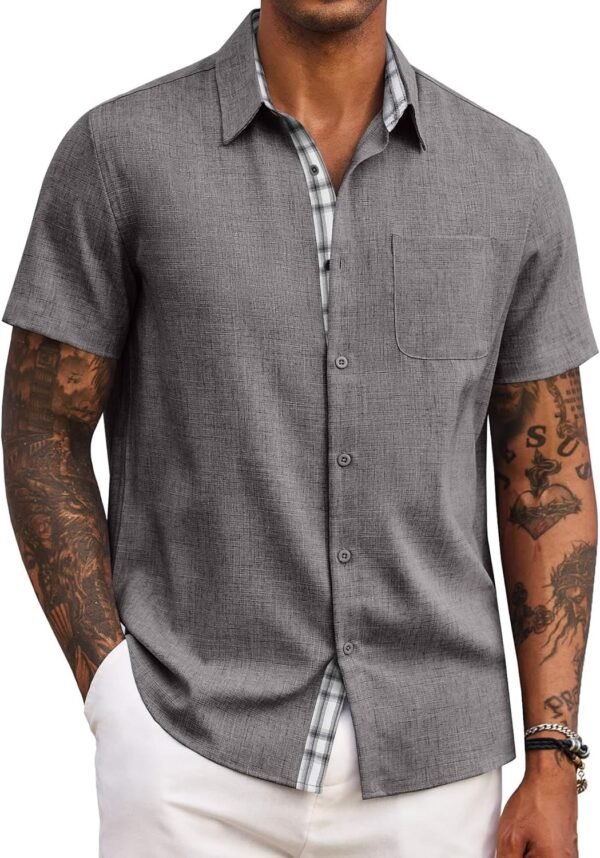 COOFANDY Men's Button Down Shirts Short Sleeve Casual S... - Image 2