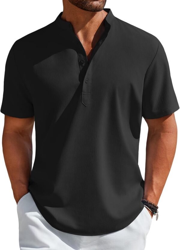 COOFANDY Men's Henley Shirt Short Sleeve Casual T-Shirt... - Image 2