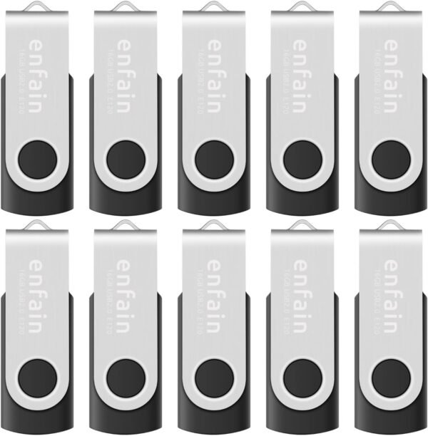10-Pack Enfain 16GB USB 2.0 Swivel Flash Drives: Sharea... - Image 2