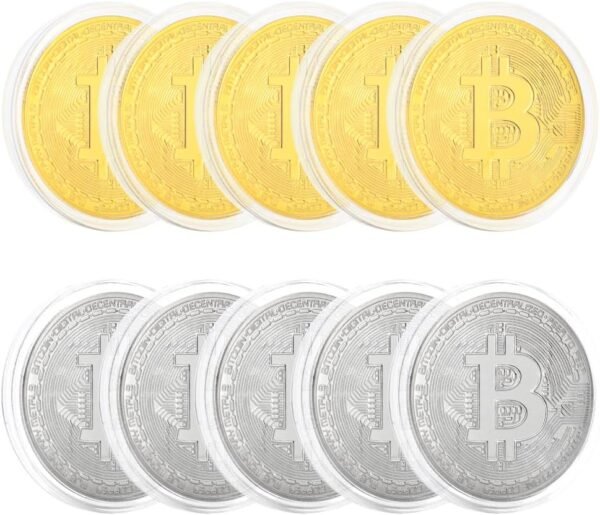 10 Pcs Bitcoin Coin Memento Reward with Coin Case, Bitco... - Image 2