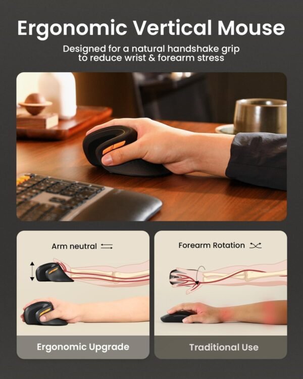 ProtoArc Ergonomic Mouse, EM11 NL Bluetooth Rechargeabl... - Image 6