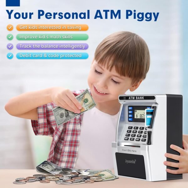 ATM Piggy Financial institution for Children, ATM Machine for Actual Cash wit... - Image 5