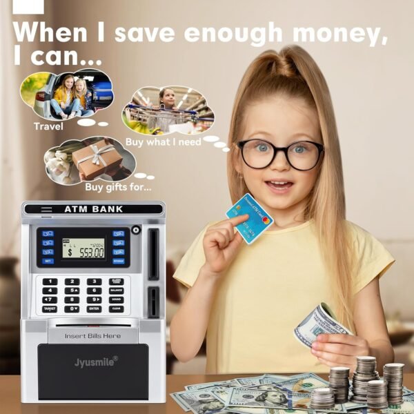 ATM Piggy Financial institution for Children, ATM Machine for Actual Cash wit... - Image 6