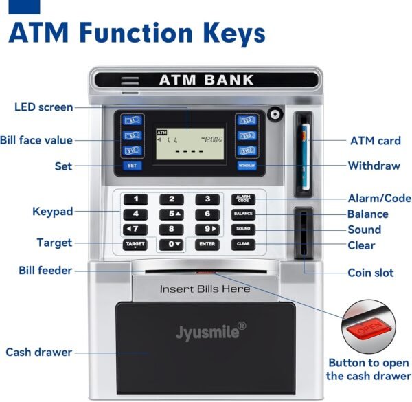 ATM Piggy Financial institution for Children, ATM Machine for Actual Cash wit... - Image 8
