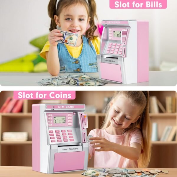 BAODLON Pink Piggy Financial institution for Children, ATM Machine Financial institution for ... - Image 5