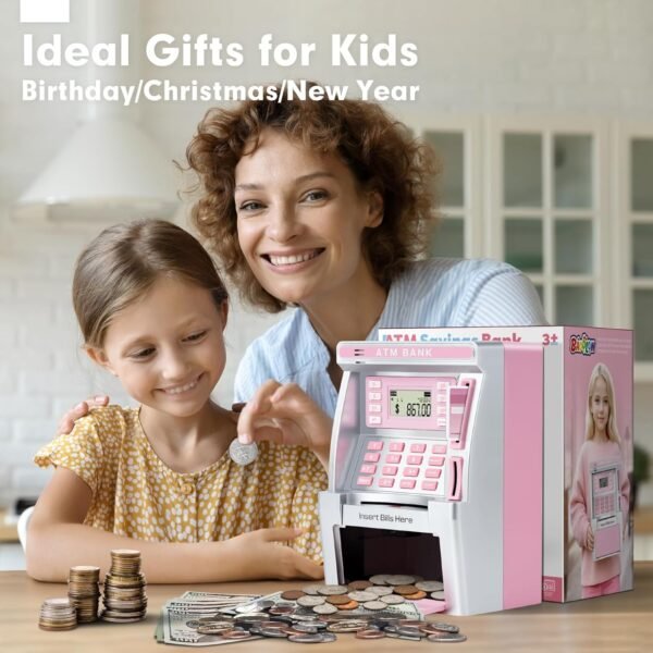 BAODLON Pink Piggy Financial institution for Children, ATM Machine Financial institution for ... - Image 8