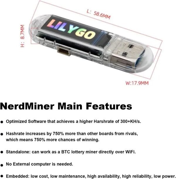 Nerd Miner 300+KH/s Solo Bitcoin BTC Lottery Miner 4X F... - Image 3