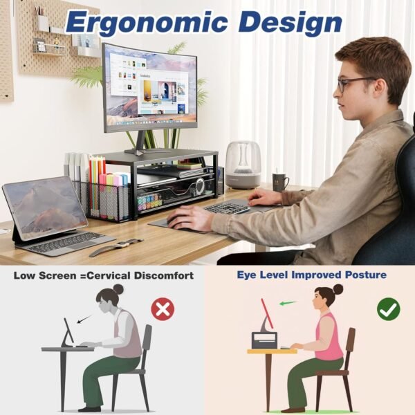 Desk Organizer and Equipment, 2-Tier Pc Monitor... - Image 3