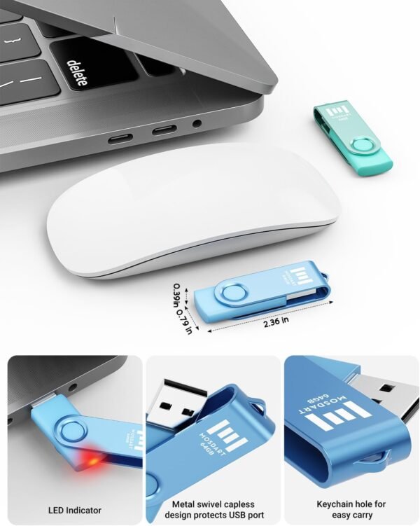 MOSDART 64GB USB 2.0 Flash Drive, with Keychain Loop, S... - Image 3