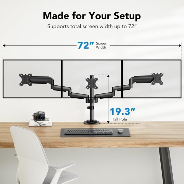 HUANUO Triple Monitor Mount for 13-27 inch Pc Scr... - Image 6