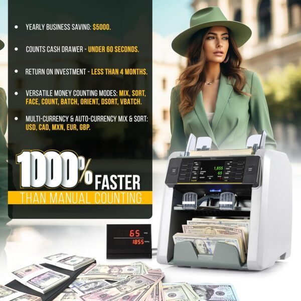 KOLIBRI Signature Financial institution-Grade Cash Counter Machine Mixe... - Image 4
