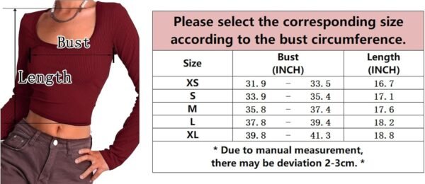 iGENJUN Lengthy Sleeve Shirts for Ladies Sq. Neck Ribbed... - Image 6