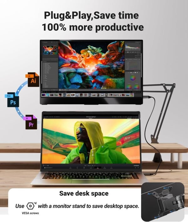 Moveable Monitor, Extremely Slim 15.6 Inch FHD IPS Laptop computer S... - Image 8