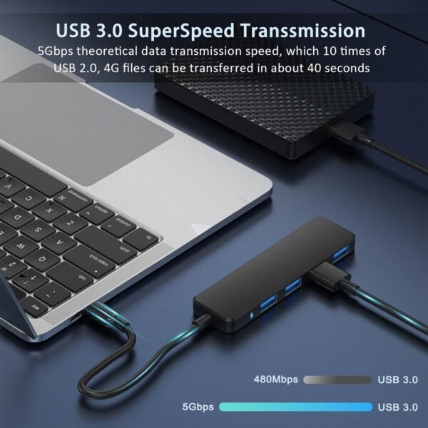 USB 3.0 Hub, VIENON 4-Port USB Hub USB Splitter USB Exp... - Image 4