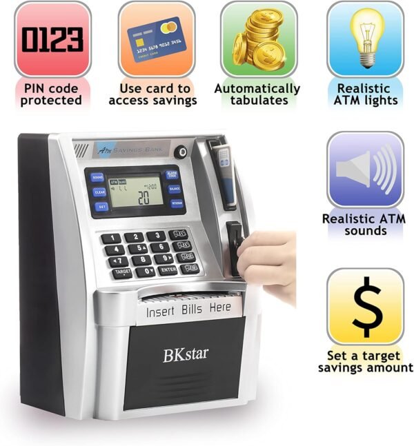 ATM Piggy Financial institution for Actual Cash for Youngsters/Boys with Energy-... - Image 3
