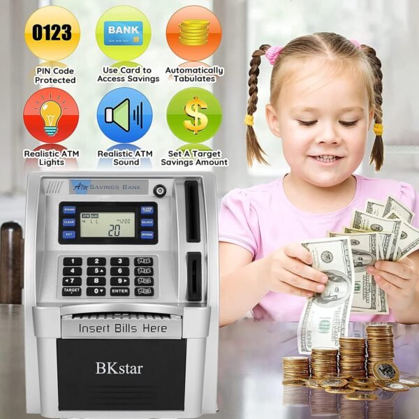 ATM Piggy Financial institution for Actual Cash for Youngsters/Boys with Energy-... - Image 4