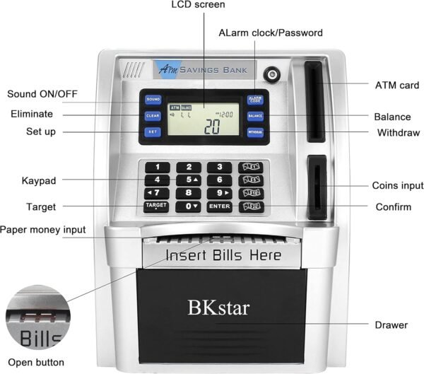 ATM Piggy Financial institution for Actual Cash for Youngsters/Boys with Energy-... - Image 5