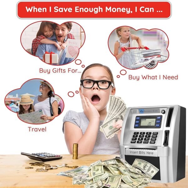 ATM Piggy Financial institution for Actual Cash for Youngsters/Boys with Energy-... - Image 7