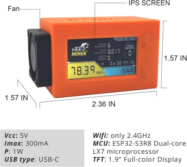 Bitaxe NerdMiner S3 Professional 2.4G WiFi USB Crypto Miner with... - Image 4