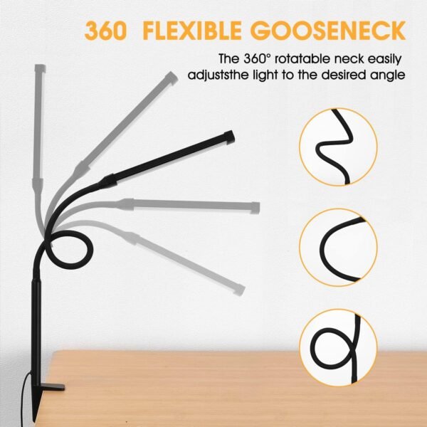 LED Desk Lamp with Clamp, Eye-Caring Clip on Lights for... - Image 4
