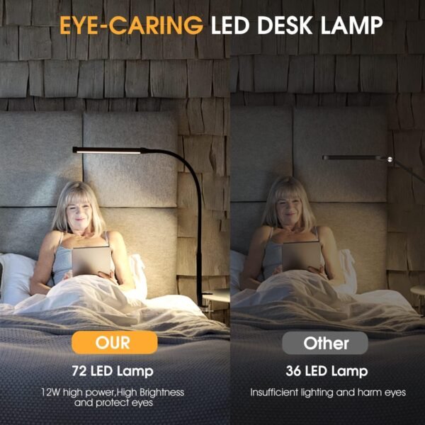 LED Desk Lamp with Clamp, Eye-Caring Clip on Lights for... - Image 6