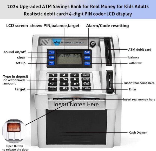 2024 Upgraded ATM Saving Piggy Financial institution for Actual Cash for ... - Image 3