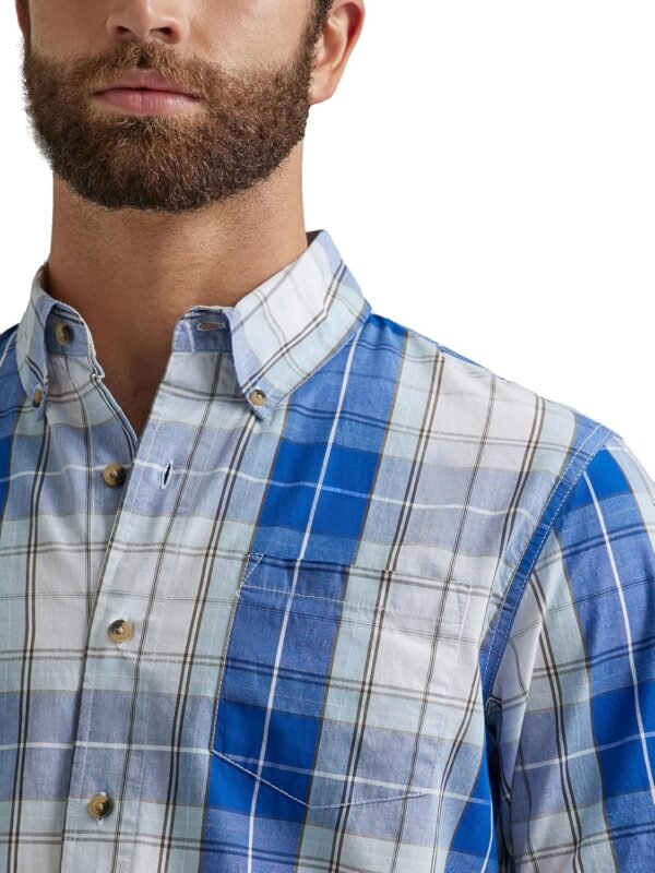 Wrangler Authentics Males's Brief Sleeve Traditional Plaid Sh... - Image 4