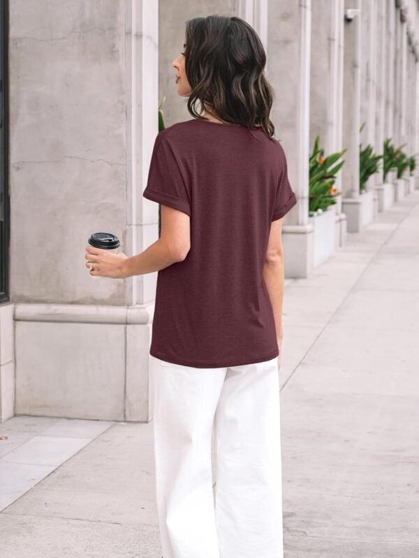 AUTOMET Womens Tops Brief Sleeve T Shirt Summer time V Neck ... - Image 5