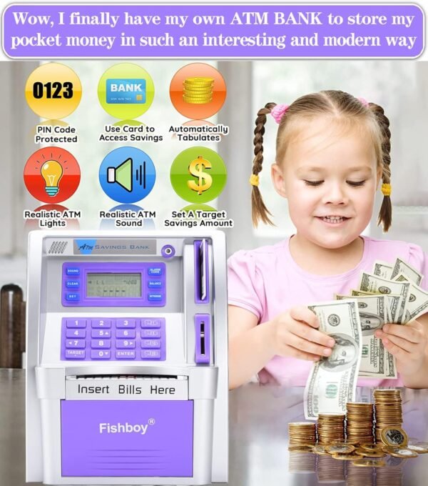 Fishboy ATM Piggy Financial institution for Youngsters with Energy-Off Reminiscence a... - Image 6