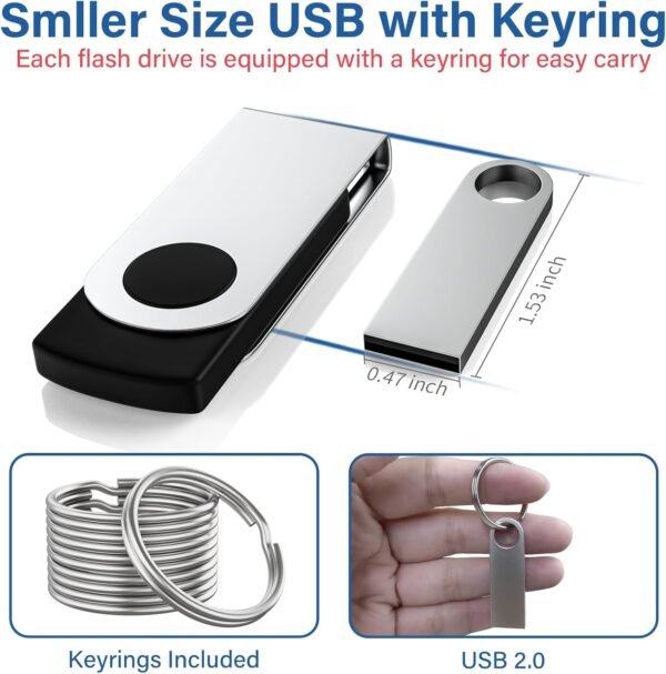 20 Pack 4GB USB Flash Drive with Keychains, Wooolken Sl... - Image 5