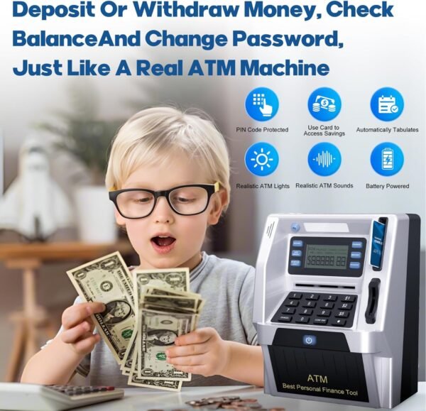 Blingbin Upgraded ATM Piggy Financial institution for Children, ATM Financial institution Mac... - Image 3