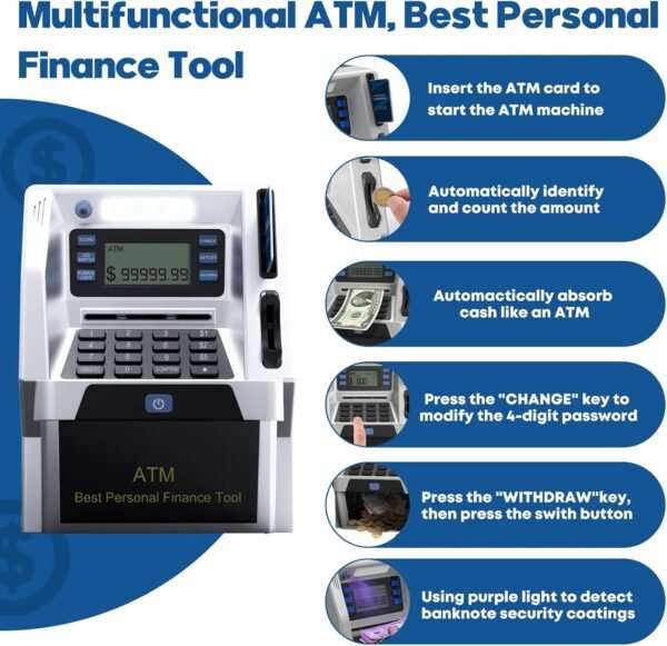 Blingbin Upgraded ATM Piggy Financial institution for Children, ATM Financial institution Mac... - Image 6